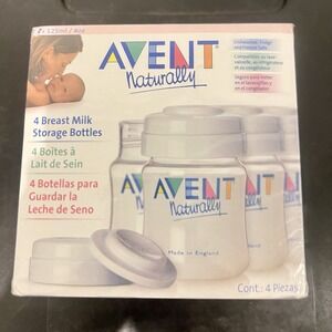 Avent Naturally 4oz Breastmilk Storage Bottles 4-Pack | New &‎ Sealed | UK Made